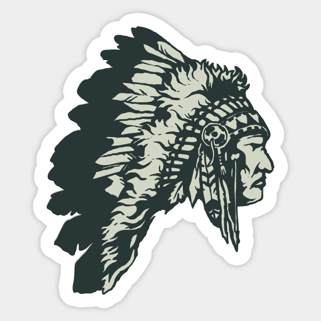 Native American Indian Warrior Sticker by XOZ